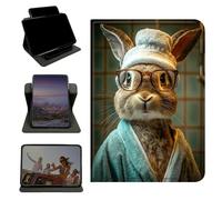 RWUTYTIUL Case for Samsung Galaxy Tab S6 Lite 10.4" 2024/2022/2020, 360 Degree Rotating Stand with Multi-Angle Vertical & Horizontal Viewing Shockproof Protective Shell for Women Men, Glasses Rabbit