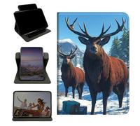 RWUTYTIUL Case for Samsung Galaxy Tab S6 Lite 10.4" 2024/2022/2020, 360 Degree Rotating Stand with Multi-Angle Vertical & Horizontal Viewing Shockproof Shell for Women Men, Snow Mountain Deer
