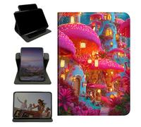 RWUTYTIUL Case for Samsung Galaxy Tab S6 Lite 10.4" 2024/2022/2020, 360 Degree Rotating Stand with Multi-Angle Vertical & Horizontal Viewing Shockproof Shell for Women Men, Pink Mushroom Village