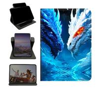 RWUTYTIUL Case for Samsung Galaxy Tab S7 FE 2021/S7 Plus 2020/S8 Plus 2022 12.4 Inch, 360 Degree Rotating Stand with Multi-Angle Vertical Shockproof Protective Shell for Women Men, Blue White Dragon