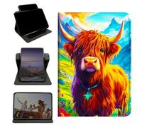 RWUTYTIUL Case for Samsung Tab A11 8.7" 2025/Galaxy Tab A9 8.7" 2023, 360 Degree Rotating Stand with Multi-Angle Vertical & Horizontal Viewing Shockproof Shell for Women Men, Mountain Yellow Cow