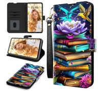 RWUTYTIUL Case for ZTE Nubia Red Magic 11 Pro 2025, RFID Blocking Wallet Cover with 3 Card Holders & Wrist Strap, Shockproof Kickstand Flip Case Personalized Patterns for Men/Women, Book Peony