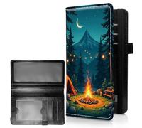 RWUTYTIUL Check Register Covers for Personal Checkbook Women & Men, Large Capacity Leather Check Book Cover with Pen Holder Organizer Ladies Card Wallet w/RFID Blocking, Baby Cow, Dark Mountain Flame