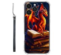 RWUTYTIUL Clear Case for iPhone 16 Pro Max 6.9" w/Lanyard, Transparent Anti-Scratch Soft TPU Flexible Shockproof Protective Women Men Phone Cover, Book Dragon