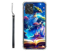 RWUTYTIUL Clear Case for Motorola Moto G Play 4G 2024 6.5" w/Lanyard, Transparent Anti-Scratch Soft TPU Flexible Shockproof Protective Women Men Phone Cover - Book Castle