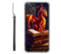 RWUTYTIUL Clear Case for Motorola Moto G Power 5G 2023 6.5" w/Lanyard, Transparent Anti-Scratch Soft TPU Flexible Shockproof Protective Women Men Phone Cover - Book Dragon