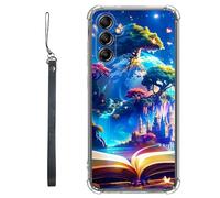 RWUTYTIUL Clear Case for Samsung Galaxy S25 5G 6.2" w/Lanyard, Transparent Anti-Scratch Soft TPU Flexible Shockproof Protective Women Men Phone Cover, Book Castle