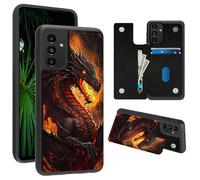 RWUTYTIUL Compatible with Samsung Galaxy A13 5G Wallet Case for Women Men, Shockproof Protective Soft Silicone Kickstand Double Magnetic Clasp Phone Case with Credit Card Holder, Dragon
