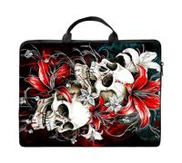 RWUTYTIUL Computer Bags for Laptops for Women 13/14/15 Inch, Large Capacity Handbag Suitable for Business, Office, Work Bag, Red Lily Skull