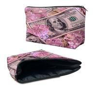 RWUTYTIUL Cosmetic Bag for Purse, Makeup Bags for Women, Waterproof Roomy Toiletry bag Travel Accessories Little Bag for Essentials Zipper Pouch, Pencil Organizer Bag, Beach, Pink Dollars
