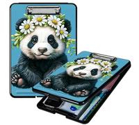RWUTYTIUL Daisy Panda A4 Clipboard with Storage Pen Holder, Clipboards Organizer Nursing Clipboard Foldable File Folder Plastic Clipboard Folio Clip Board for Office Students Classroom Doctor