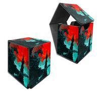 RWUTYTIUL Deck Box for MTG, Cards Storage Box Fits 120+ Sleeved, Leather Medium Size Strong Magnetic Closing Card Case for Board Games Magic TCG CCG Baseball Collection, Ink Dragon