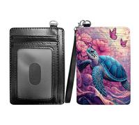 RWUTYTIUL Flame Dragon Slim Minimalist Wallet with Lanyard Strap, PU Leather Front Pocket Wallet RFID Blocking Credit Card Holder Card Cases with ID Window for Man Woman Boy Girl, 00CS3