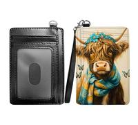 RWUTYTIUL Flame Dragon Slim Minimalist Wallet with Lanyard Strap, PU Leather Front Pocket Wallet RFID Blocking Credit Card Holder Card Cases with ID Window for Man Woman Boy Girl, 00CS5