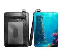 RWUTYTIUL Flame Minimalist Wallet with Lanyard Strap, PU Leather Front Pocket Wallet RFID Blocking Credit Card Holder Card Cases with ID Window for Man Woman Boy Girl, 00IL7