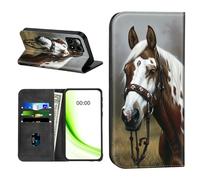 RWUTYTIUL Flip Wallet Case for Boost Mobile Summit 5G 2024 6.6" with Credit Card Holder, Shockproof Magnetic Cover with Convenient Card Slots Kickstand Phone Case[RFID Blocking], Horse