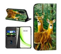 RWUTYTIUL Flip Wallet Case for Samsung Galaxy A17 5G 6.7" with Credit Card Holder, Shockproof Magnetic Cover with Convenient Card Slots Kickstand Phone Case[RFID Blocking], Forest Deer