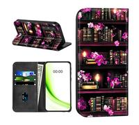 RWUTYTIUL Flip Wallet Case for Samsung Galaxy A25 5G 6.5" with Credit Card Holder, Shockproof Magnetic Cover with Convenient Card Slots Kickstand Phone Case[RFID Blocking], Purple Book Flower