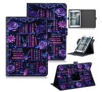 RWUTYTIUL for 10.1" Android 15/Android 16 10 Inch 2025 Universal Case, 360 Degree Rotating Kickstand Protective Stand Case with Multiple Viewing Leather Shell Case for 9"-10.5", Purple Flower Books