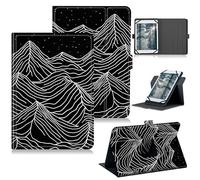 RWUTYTIUL for 10.1" Android 15/Android 16 10 Inch 2025 Universal Case, 360 Degree Rotating Kickstand Protective Stand Case with Multiple Viewing Leather Case for 9"-10.5", Black White Mountain Range