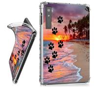 RWUTYTIUL for 6.13" Onyx Boox Palma 2/Boox Palma ePaper Clear Tablet Case, Transparent Shockproof Protective Shell Lightweight TPU Accessories Cover Women Man, Dog Paw Print Beach