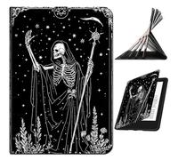 RWUTYTIUL for 6" Kindle Paperwhite (11th Generation, 2022/2024 Release) E-Reader Case, Shockproof Smart Protective Multi-Angle Viewing Tablet Cover for Women Men with Auto Sleep/Wake, Black Skull Axe