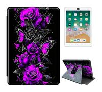 RWUTYTIUL for 7" Kindle Paperwhite 12th Gen 2024 & Kindle Colorsoft Signature Edition Case, 360 Degree Rotating Shockproof Protective Stand Case for Women Man, Purple Rose Art