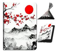 RWUTYTIUL for 7" Kindle Paperwhite 6 12th Gen 2024 & Kindle Colorsoft Signature Edition Case, Shockproof Smart Protective Multi-Angle Viewing Cover with Auto Sleep/Wake, Sunset Plum Blossom