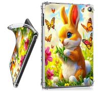 RWUTYTIUL for 7" Kobo Libra Colour 2024/Kobo Libra 2 2021 eReader Clear Tablet Case, Transparent Shockproof Protective Shell Lightweight TPU Accessories Cover Women Man, Butterfly Rabbit