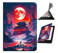 RWUTYTIUL for All-New Amazon Kindle Fire HD 8 & 8 Plus(12th/10th Generation, 2024/2022/2020) Case, Shockproof Smart Protective Multi-Angle Viewing Tablet Cover with Auto Sleep/Wake, Red Moon Castle