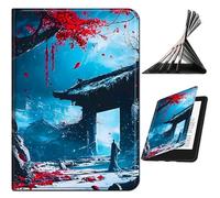 RWUTYTIUL for Amazon Fire HD 8 (8/7/6th Generation 2018/2017/2016 Release) Case, Shockproof Smart Protective Multi-Angle Viewing Tablet Cover for Women with Auto Sleep/Wake, Red Leaf Castle