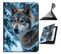 RWUTYTIUL for Amazon Fire HD 8 (8/7/6th Generation 2018/2017/2016 Release) Case, Shockproof Smart Protective Multi-Angle Viewing Tablet Cover for Women Men with Auto Sleep/Wake - Snow Forest Wolf