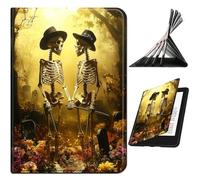 RWUTYTIUL for Amazon Fire HD 8 (8/7/6th Generation 2018/2017/2016 Release) Case, Shockproof Smart Protective Multi-Angle Viewing Tablet Cover for Women Men with Auto Sleep/Wake - Forest Skull Leaf