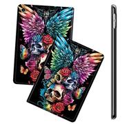 RWUTYTIUL for Amazon Fire HD 8 Tablet Case 8"(8th/7th/6th Generation, 2018/2017/2016 Release), Multi-Angle Viewing Shockproof Smart Protective Case with Auto Wake/Sleep, Winged Skull