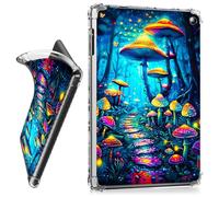 RWUTYTIUL for Amazon Kindle Fire HD 10 & 10 Plus (11th Generation, 2021) 10.1" Clear Case, Transparent Shockproof Protective Shell Lightweight TPU Accessories Cover Women Man, Blue Forest Mushroom