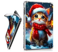 RWUTYTIUL for Amazon Kindle Fire HD 10 & 10 Plus (11th Generation, 2021) 10.1" Clear Tablet Case, Transparent Shockproof Protective Shell Lightweight TPU Accessories Cover Women Man, Red Hat Cat