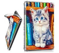 RWUTYTIUL for Amazon Kindle Fire HD 10 & 10 Plus (11th Generation, 2021) 10.1" Clear Tablet Case, Transparent Shockproof Protective Shell Lightweight TPU Accessories Cover Women Man, Book Baby Cat