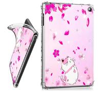RWUTYTIUL for Amazon Kindle Fire HD 10 & 10 Plus (13th Generation, 2023) 10.1" Clear Tablet Case, Transparent Shockproof Protective Shell Lightweight TPU Accessories Cover Women Man, Pink Flower Cat