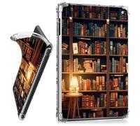 RWUTYTIUL for Amazon Kindle Fire HD 10 & 10 Plus (13th Generation, 2023) 10.1" Clear Tablet Case, Transparent Shockproof Protective Shell Lightweight TPU Accessories Cover Women Man, Books Library