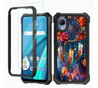 RWUTYTIUL for Cricket Debut S2/At&t Calypso 4 Phone Case w/1 * Screen Protector, Shockproof Heavy Duty Dual Layer Protective Hard PC Soft Silicone Cover for Women Man, Dream Laying Net