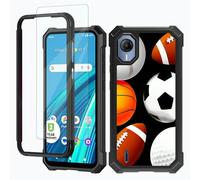 RWUTYTIUL for Cricket Debut S2/At&t Calypso 4 Phone Case w/1 * Screen Protector, Shockproof Heavy Duty Dual Layer Protective Hard PC Soft Silicone Cover for Women Man, Baseball Rugby Football
