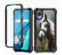 RWUTYTIUL for Cricket Debut S2/At&t Calypso 4 Phone Case w/1 * Screen Protector, Shockproof Heavy Duty Dual Layer Protective Hard PC Soft Silicone Cover for Women Man, Horse