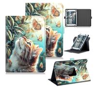 RWUTYTIUL for Google Pixel Tablet 11 Inch 2023 Release Universal Tablet Case, 360 Degree Rotating Kickstand Protective Stand Case with Multiple Viewing PU Leather Shell Case, Butterfly Cat