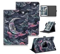 RWUTYTIUL for Google Pixel Tablet 11 Inch 2023 Release Universal Tablet Case, 360 Degree Rotating Kickstand Protective Stand Case with Multiple Viewing PU Leather Shell Case, Moon