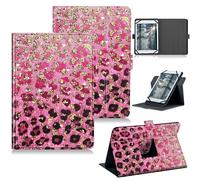 RWUTYTIUL for Google Pixel Tablet 11 Inch 2023 Release Universal Tablet Case, 360 Degree Rotating Kickstand Protective Stand Case with Multiple Viewing PU Leather Shell Case, Pink Cow Tattoo