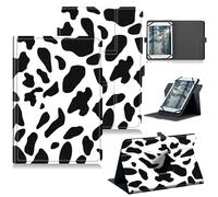 RWUTYTIUL for Google Pixel Tablet 11 Inch 2023 Release Universal Tablet Case, 360 Degree Rotating Kickstand Protective Stand Case with Multiple Viewing PU Leather Shell Case, Cow Print