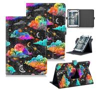 RWUTYTIUL for Google Pixel Tablet 11 Inch 2023 Release Universal Tablet Case, 360 Degree Rotating Kickstand Protective Stand Case with Multiple Viewing PU Leather Shell Case, Colorful Clouds