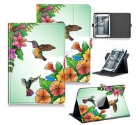 RWUTYTIUL for Google Pixel Tablet 11 Inch 2023 Release Universal Tablet Case, 360 Degree Rotating Kickstand Protective Stand Case with Multiple Viewing PU Leather Shell Case, Hummingbird Flower