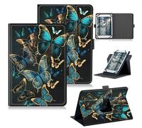 RWUTYTIUL for Google Pixel Tablet 11 Inch 2023 Release Universal Tablet Case, 360 Degree Rotating Kickstand Protective Stand Case with Multiple Viewing PU Leather Shell Case, Butterflys