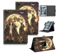 RWUTYTIUL for Google Pixel Tablet 11 Inch 2023 Release Universal Tablet Case, 360 Degree Rotating Kickstand Protective Stand Case with Multiple Viewing PU Leather Shell Case, Moonwolf